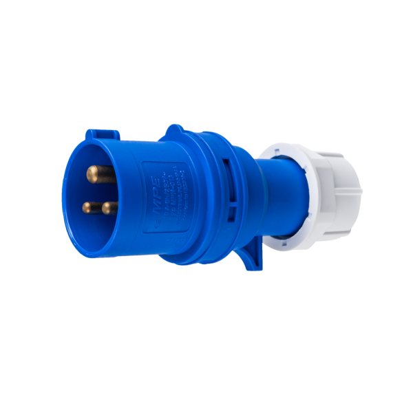 Phích cắm loại di động có kẹp giữ dây 3 cực, 16A, IP44 mã MPN-013 MPN-013 MPE