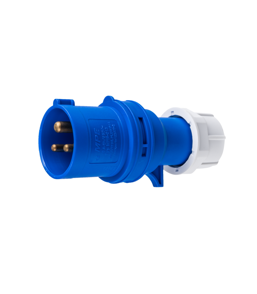 Phích cắm loại di động có kẹp giữ dây 3 cực, 16A, IP44 mã MPN-013 MPN-013 MPE