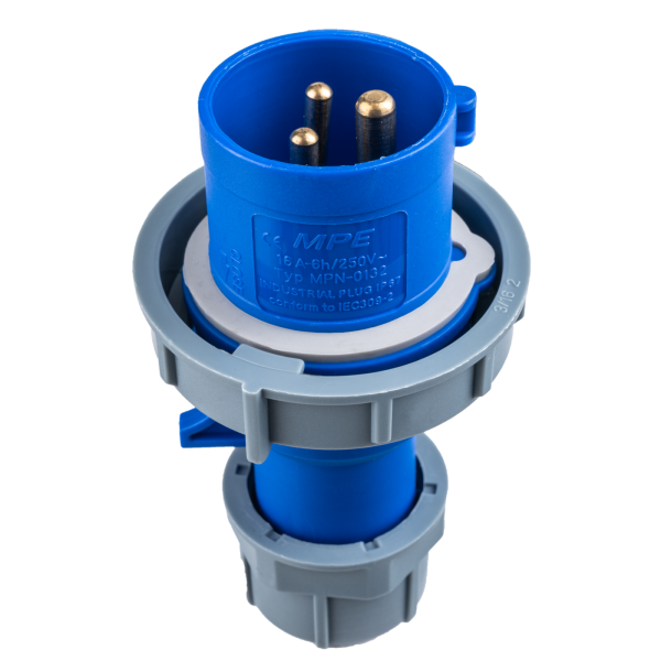 Phích cắm loại di động có kẹp giữ dây 3 cực, 16A, IP67 mã MPN-0132 MPN-0132 MPE