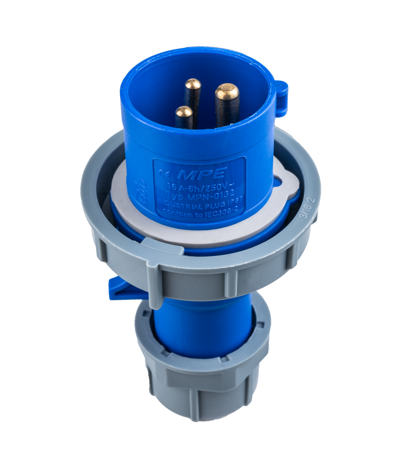 MPN-0132-0-78 Phích cắm loại di động có kẹp giữ dây 3 cực, 16A, IP67 mã MPN-0132 MPN-0132 MPE