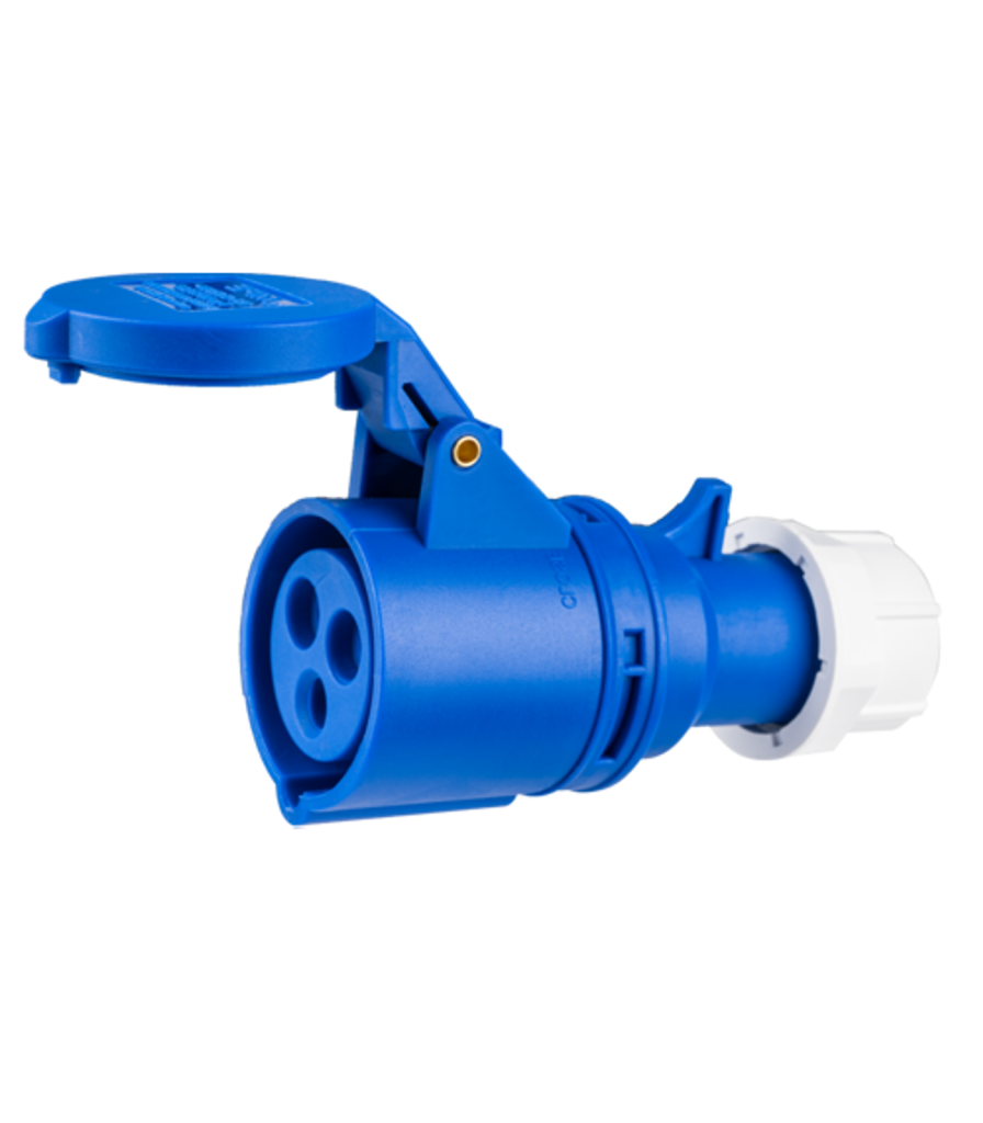 Ổ cắm di động có kẹp giữ dây 3 cực, 16A, IP44 mã MPN-213 MPN-213 MPE