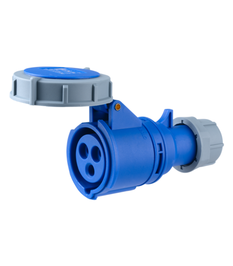 Ổ cắm di động có kẹp giữ dây 3 cực, 16A, IP67 mã MPN-2132 MPN-2132 MPE