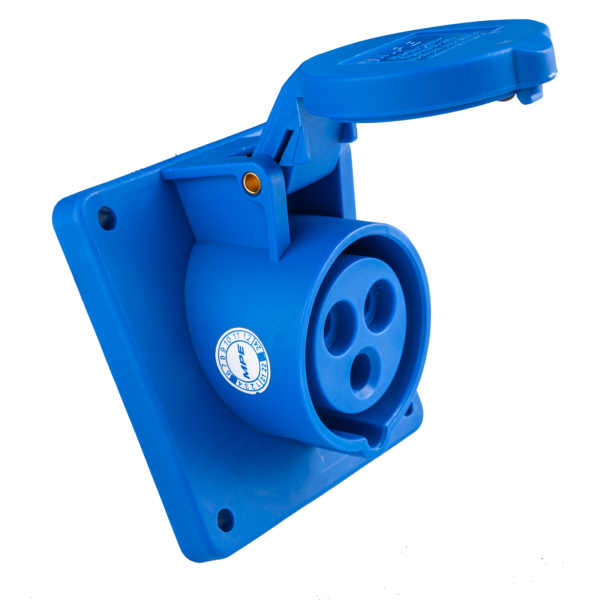 Ổ cắm loại cố định bắt trên bảng điện xéo 3 cực, 16A, IP44 mã MPN-413 MPN-413 MPE