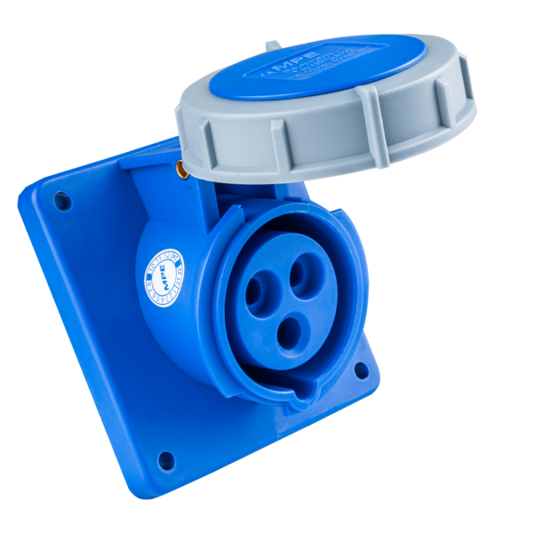 Ổ cắm loại cố định bắt trên bảng điện xéo 3 cực, 16A, IP67 mã MPN-4132 MPN-4132 MPE