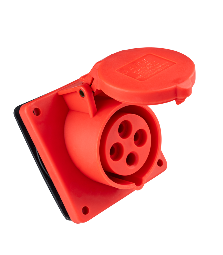 Ổ cắm loại cố định bắt trên bảng điện xéo 4 cực, 16A, IP44 mã MPN-414 MPN-414 MPE