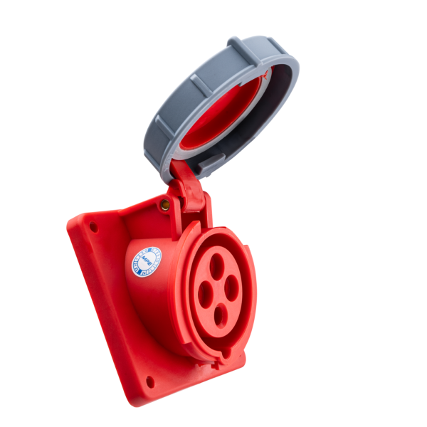 Ổ cắm loại cố định bắt trên bảng điện xéo 4 cực, 16A, IP67 mã MPN-4142 MPN-4142 MPE