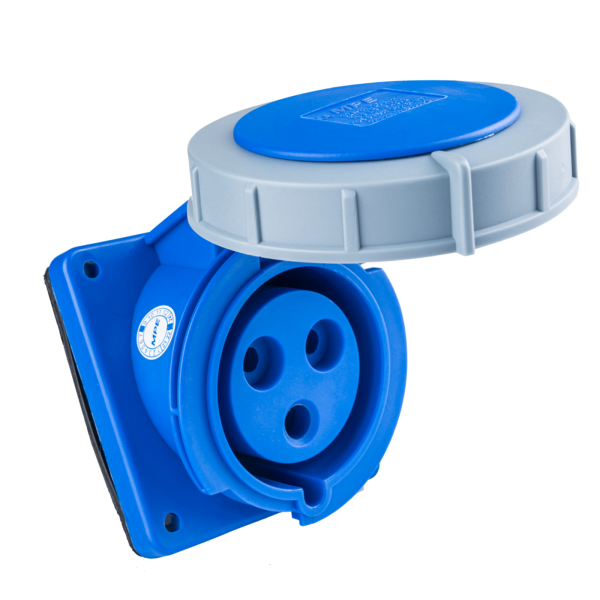 Ổ cắm loại cố định bắt trên bảng điện xéo 3 cực, 32A, IP67 mã MPN-4232 MPN-4232 MPE