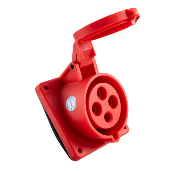 Ổ cắm loại cố định bắt trên bảng điện xéo 4 cực, 32A, IP44 mã MPN-424 MPN-424 MPE