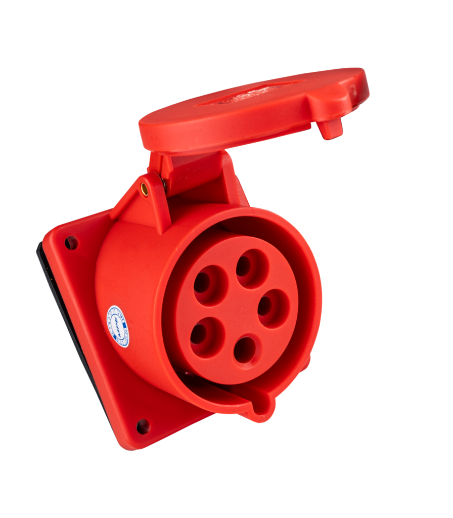 Ổ cắm loại cố định bắt trên bảng điện xéo 5 cực, 32A, IP44 mã MPN-425 MPN-425 MPE