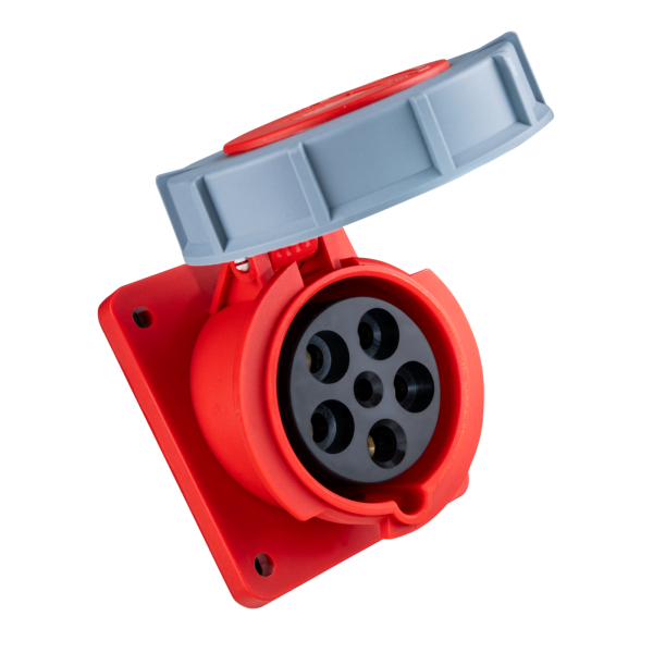 Ổ cắm loại cố định bắt trên bảng điện xéo 5 cực, 63A, IP67 mã MPN-4352 MPN-4352 MPE