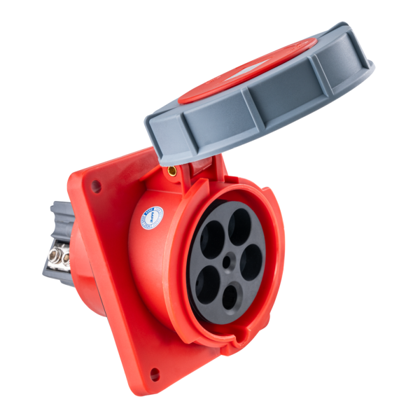Ổ cắm loại cố định bắt trên bảng điện xéo 5 cực, 125A, IP67 mã MPN-4452 MPN-4452 MPE