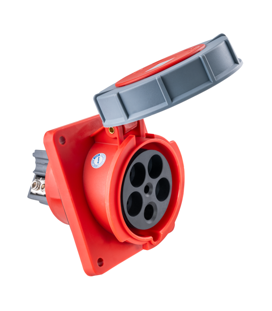 Ổ cắm loại cố định bắt trên bảng điện xéo 5 cực, 125A, IP67 mã MPN-4452 MPN-4452 MPE