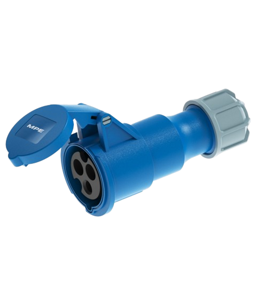 Ổ cắm di động có kẹp giữ dây 3 cực, 16A, IP44 mã MPN2-213 MPN2-213 MPE