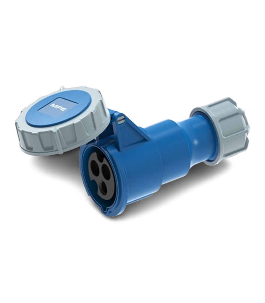 Ổ cắm di động có kẹp giữ dây 3 cực, 16A, IP67 mã MPN2-2132 MPN2-2132 MPE
