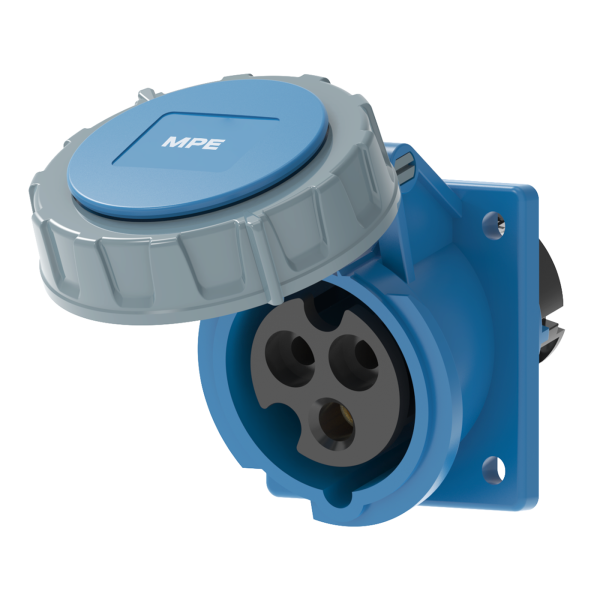 Ổ cắm loại cố định bắt trên bảng điện xéo 3 cực, 16A, IP67 mã MPN2-4132 MPN2-4132 MPE