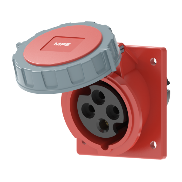 Ổ cắm loại cố định bắt trên bảng điện xéo 4 cực, 16A, IP67 mã MPN2-4142 MPN2-4142 MPE