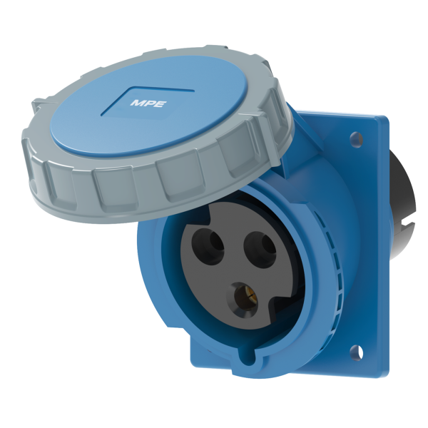 Ổ cắm loại cố định bắt trên bảng điện xéo 3 cực, 32A, IP67 mã MPN2-4232 MPN2-4232 MPE