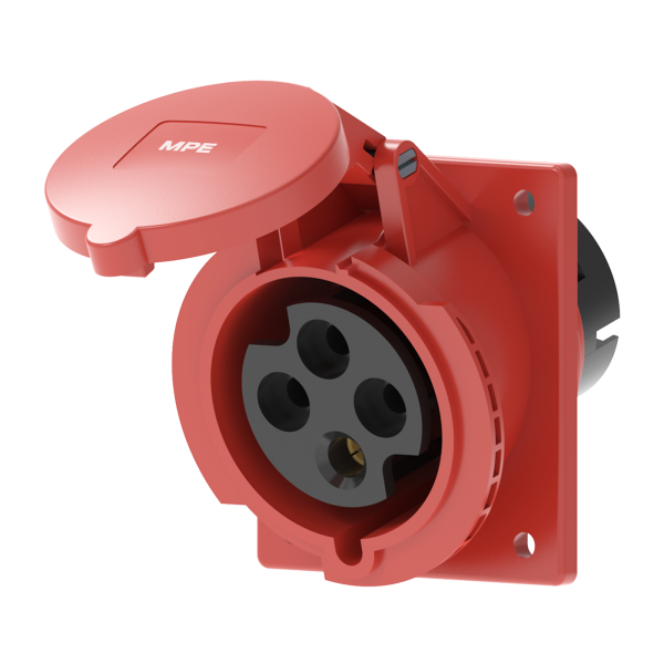 Ổ cắm loại cố định bắt trên bảng điện xéo 4 cực, 32A, IP44 mã MPN2-424 MPN2-424 MPE