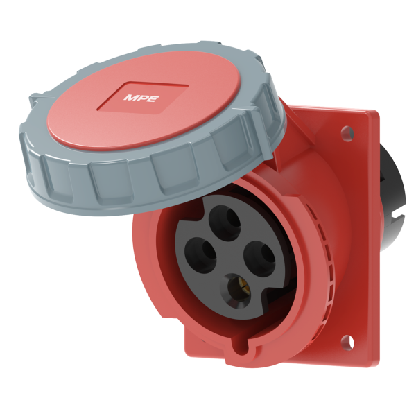 Ổ cắm loại cố định bắt trên bảng điện xéo 4 cực, 32A, IP67 mã MPN2-4242 MPN2-4242 MPE