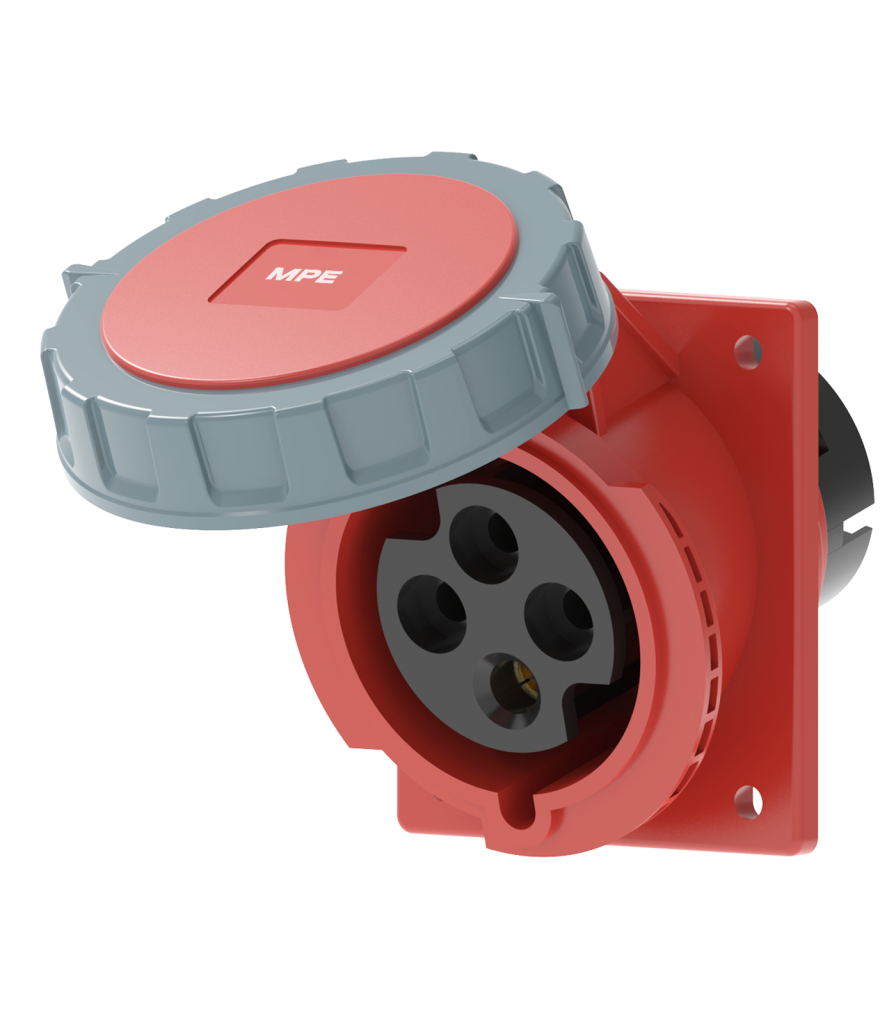Ổ cắm loại cố định bắt trên bảng điện xéo 4 cực, 32A, IP67 mã MPN2-4242 MPN2-4242 MPE