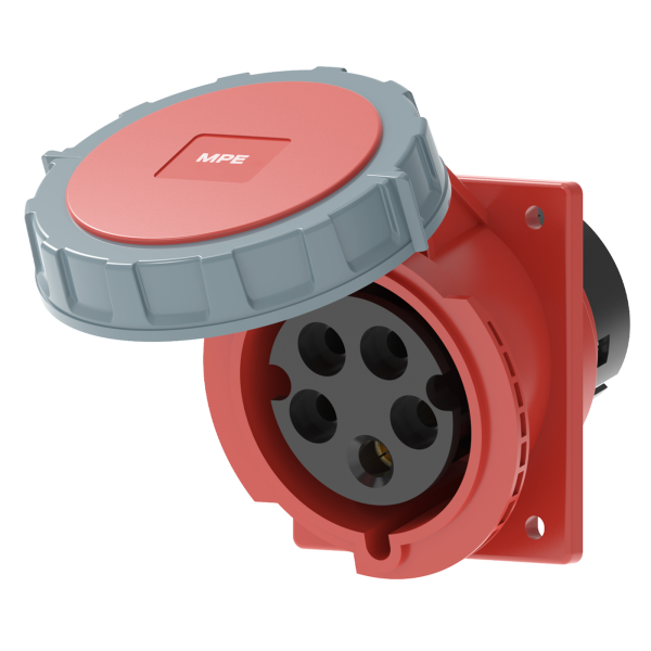 Ổ cắm loại cố định bắt trên bảng điện xéo 5 cực, 32A, IP67 mã MPN2-4252 MPN2-4252 MPE