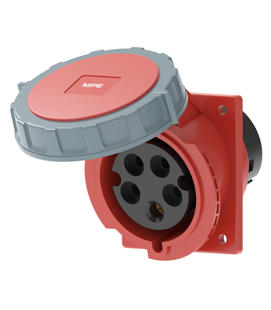 Ổ cắm loại cố định bắt trên bảng điện xéo 5 cực, 32A, IP67 mã MPN2-4252 MPN2-4252 MPE