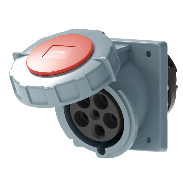 Ổ cắm loại cố định bắt trên bảng điện xéo 5 cực, 63A, IP67 mã MPN2-4352 MPN2-4352 MPE