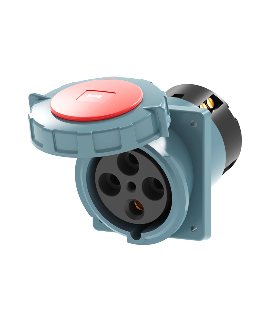 Ổ cắm loại cố định bắt trên bảng điện xéo 4 cực, 125A, IP67 mã MPN2-4442 MPN2-4442 MPE
