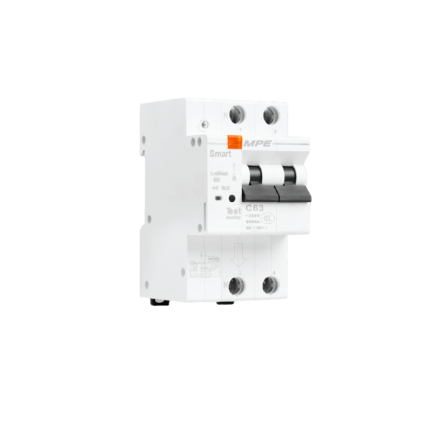 Cầu dao bảo vệ dòng rò, quá tải thông minh RCBOS 2 cực, 63A, 30mA, 6kA mã RCBOS-263/30 RCBOS-263/30 MPE
