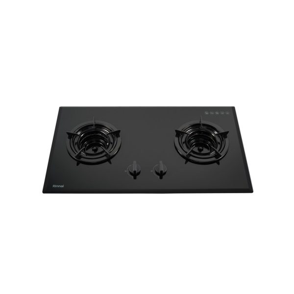 Bếp gas âm Rinnai đầu đốt trong kiềng men, thân bếp nhỏ gọn lắp đặt linh hoạt, mặt kính cường lực vát cạnh - RVB-2iFE(B)