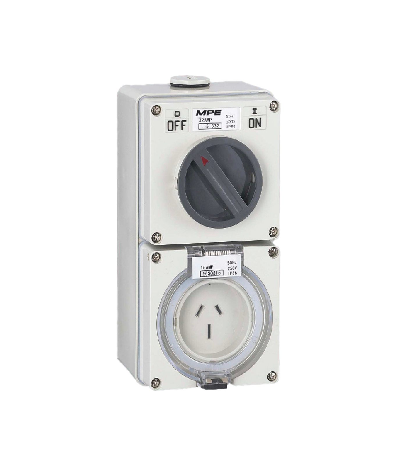 S-315-0-78 Ổ cắm kết hợp công tắc 3 cực IP66, 15A, 250V mã S-315 S-315 MPE