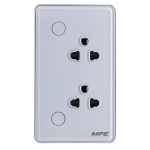 Mặt ổ cắm đôi 3 chấu màu trắng viền bạc, điều khiển Wifi SOW2/SC SOW2/SC MPE