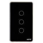 Mặt 3 công tắc màu đen viền vàng, điều khiển Wifi SWB3/SC SWB3/SC MPE