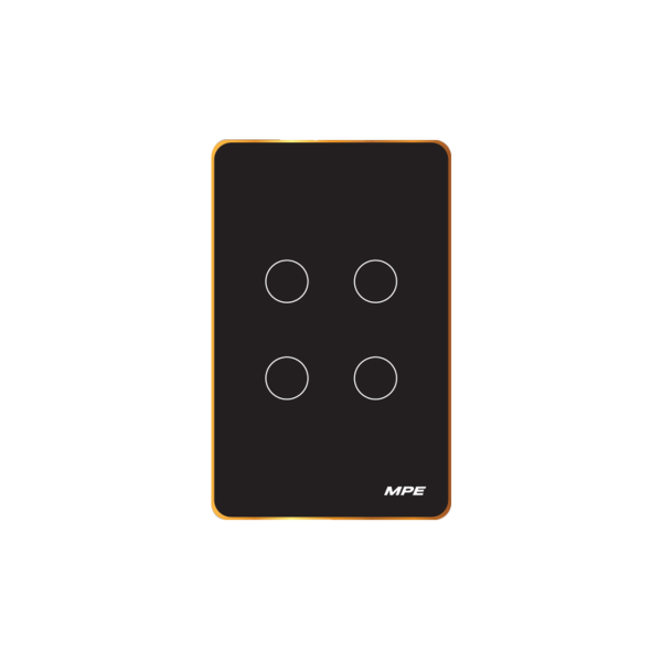 Mặt 4 công tắc màu đen viền vàng, điều khiển Wifi SWB4/SC SWB4/SC MPE