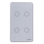 Mặt 4 công tắc màu trắng viền bạc, điều khiển Wifi SWW4/SC SWW4/SC MPE