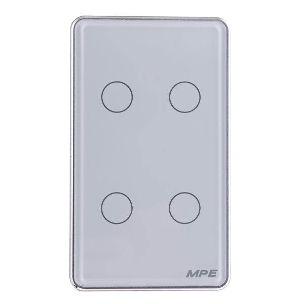 Mặt 4 công tắc màu trắng viền bạc, điều khiển Wifi SWW4/SC SWW4/SC MPE