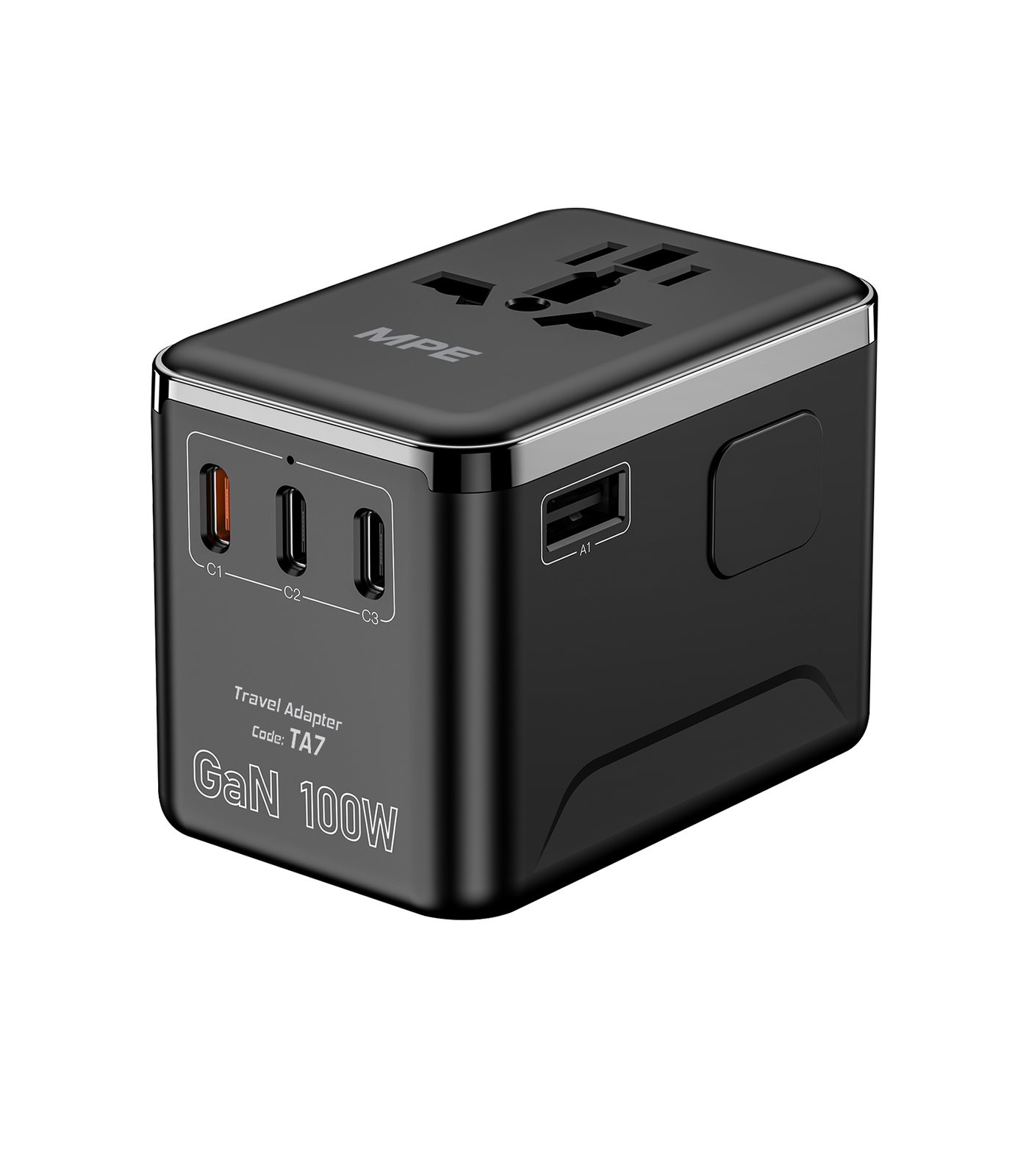 TA7-0-78 Ổ cắm du lịch đa năng,Tích hợp 3 cổng USB-C, 1 cổng USB-A, sạc nhanh GaN 100W mã TA7 TA7 MPE