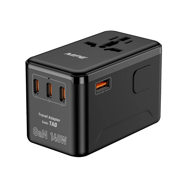 Ổ cắm du lịch đa năng,Tích hợp 3 cổng USB-C, 1 cổng USB-A, sạc nhanh GaN 140W mã TA8 TA8 MPE
