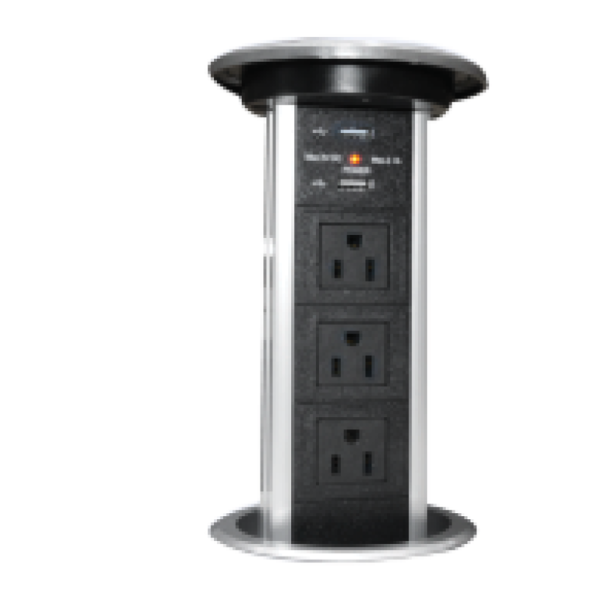 Ổ cắm âm bàn 3 ổ cắm ba chấu, nâng hạ bằng điện TBS6 TBS6 MPE