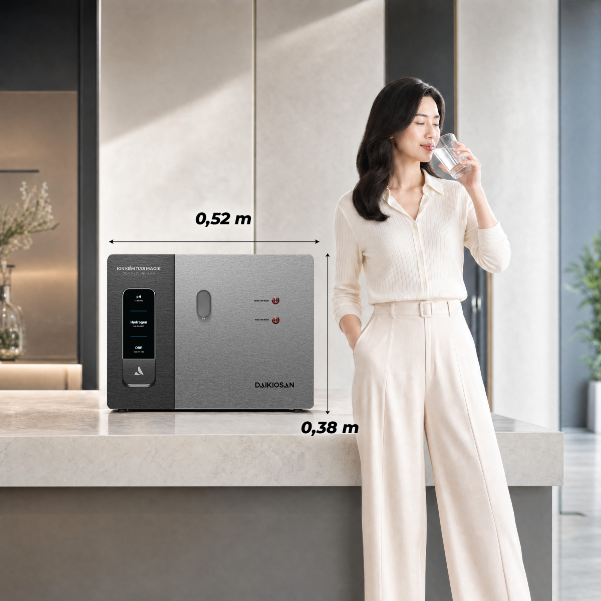 Máy treo tường để bàn ion kiềm tươi magie Daikiosan DN072 – Tích hợp 3 công nghệ hiện đại DN072 Daikiosan
