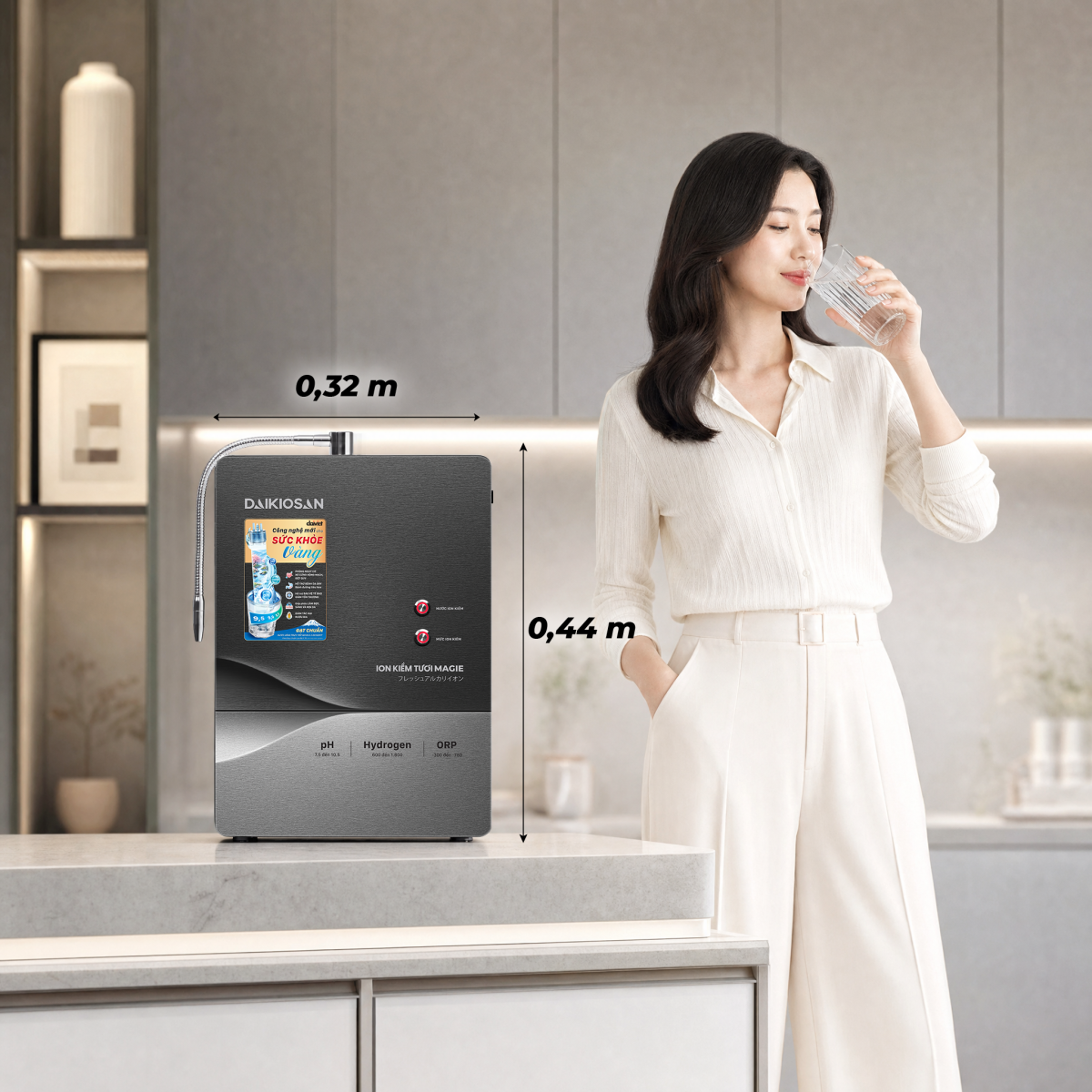 Máy biến đổi nước RO thành nước Ion kiềm tươi Daikiosan DN075 DN075 Daikiosan