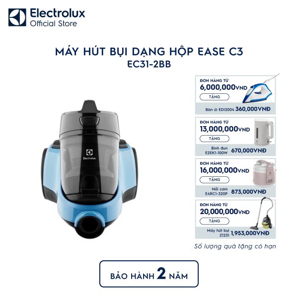 Máy hút bụi dạng hộp không túi Ease C3 1800W - Xanh baltic EC31-2BB Electrolux