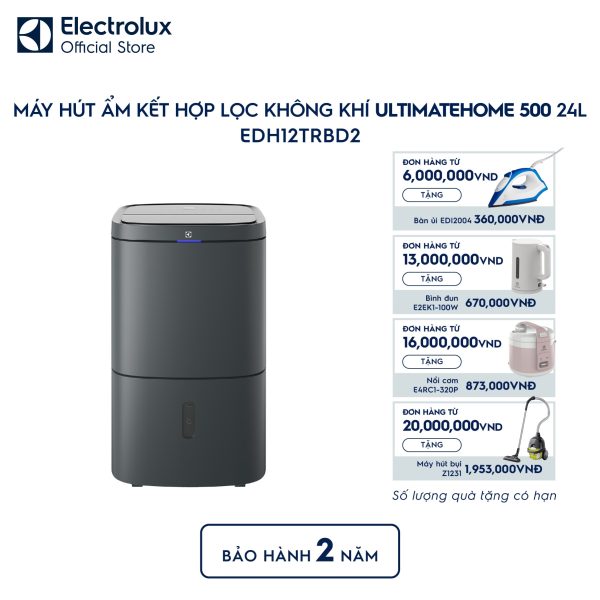 Máy hút ẩm kết hợp lọc không khí UltimateHome 500 24L cho phòng 50m² EDH12TRBD2 Electrolux