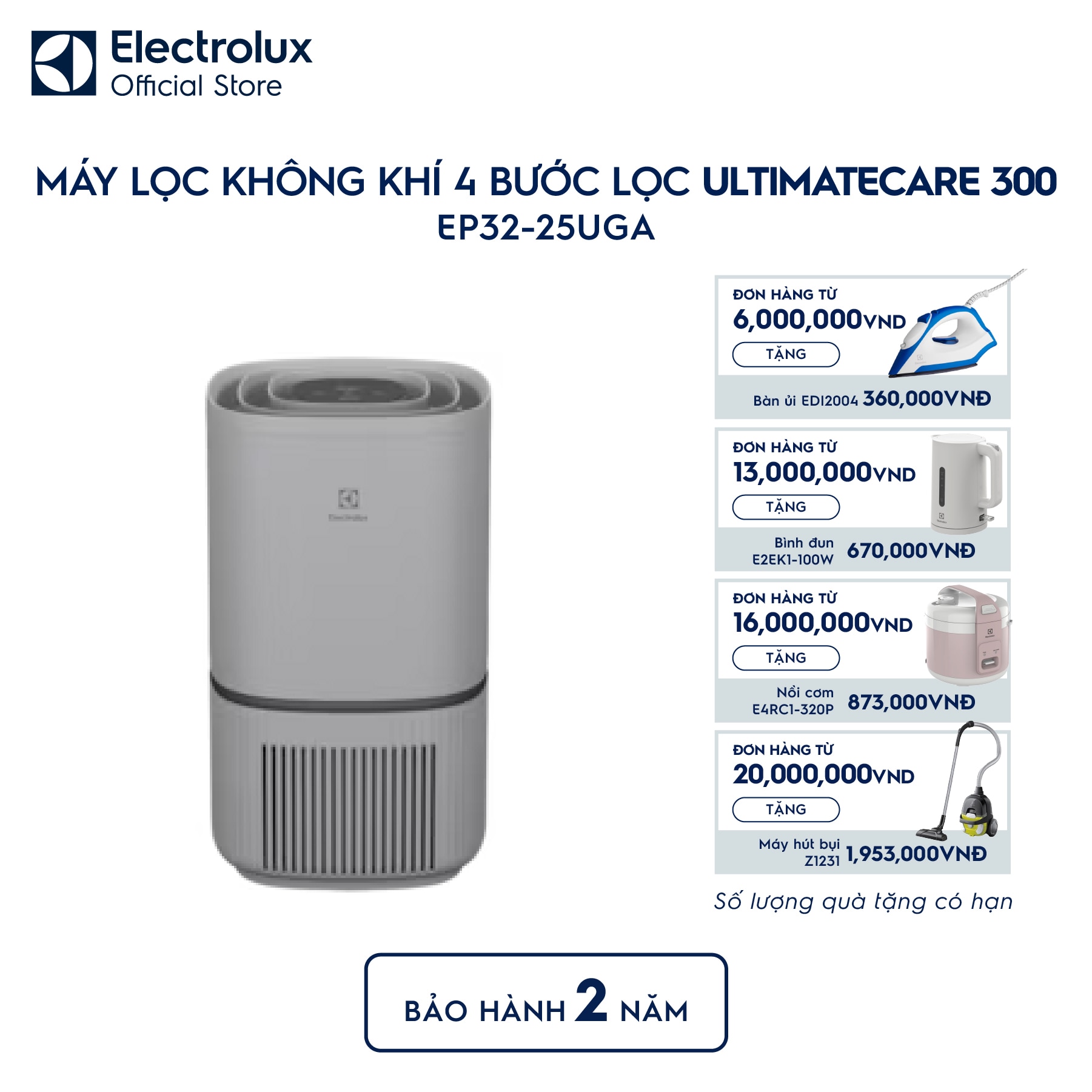 ep32-25uga-0 Máy lọc không khí Electrolux phòng 30m² UH300 bộ lọc HEPA EP32-25UGA Electrolux
