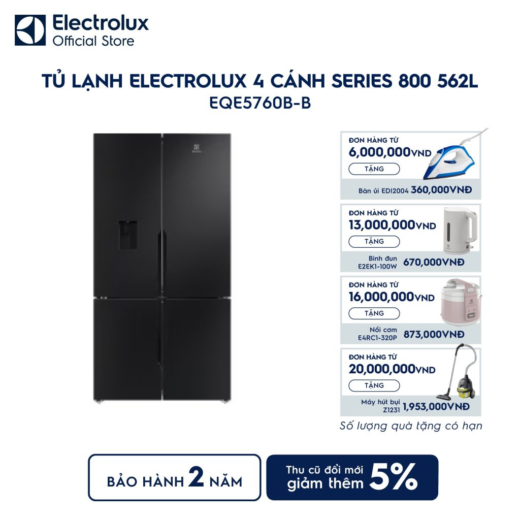 Tủ lạnh Electrolux 4 cánh Series 800 562L EQE5760B-B Electrolux
