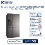Tủ lạnh Electrolux 4 cánh 609L UltimateTaste 900 Xám đậm EQE6879A-B Electrolux
