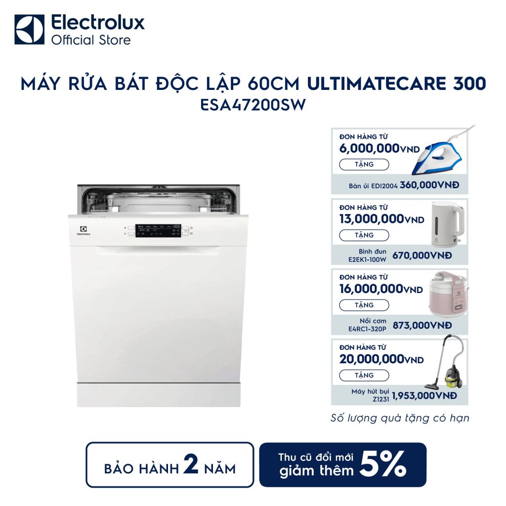 Máy rửa bát độc lập 13 bộ 60cm UltimateCare 300 - Trắng ESA47200SW Electrolux