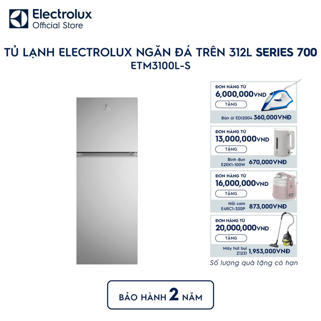 Tủ lạnh Electrolux ngăn đá trên 312L Series 700 ETM3100L-S Electrolux