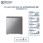 Tủ lạnh Electrolux mini 45 lít UltimateTaste 300 Xám Arctic EUM0500AD-VN Electrolux