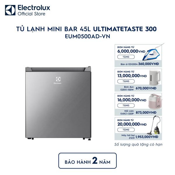Tủ lạnh Electrolux mini 45 lít UltimateTaste 300 Xám Arctic EUM0500AD-VN Electrolux